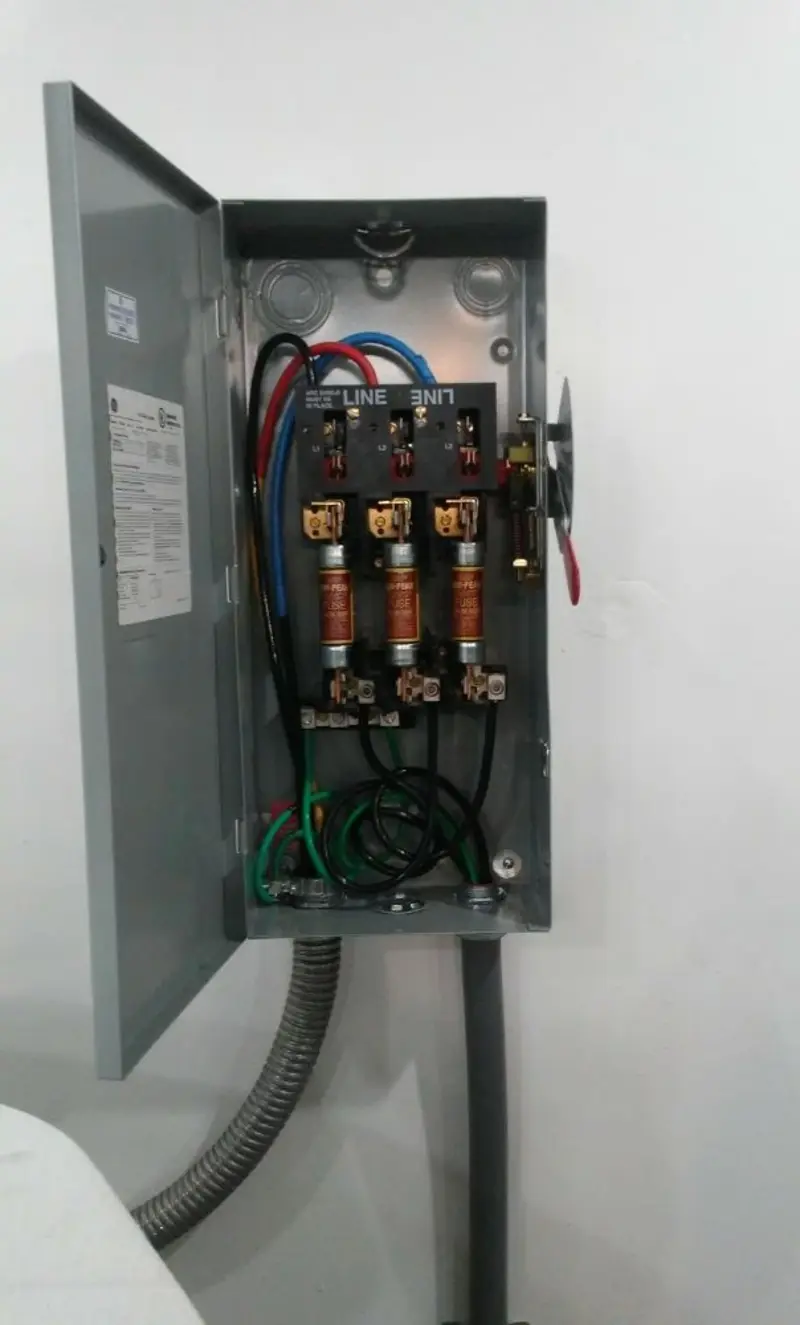 Three-phase disconnect switch installed for Smoke Detector Installation in Antrim